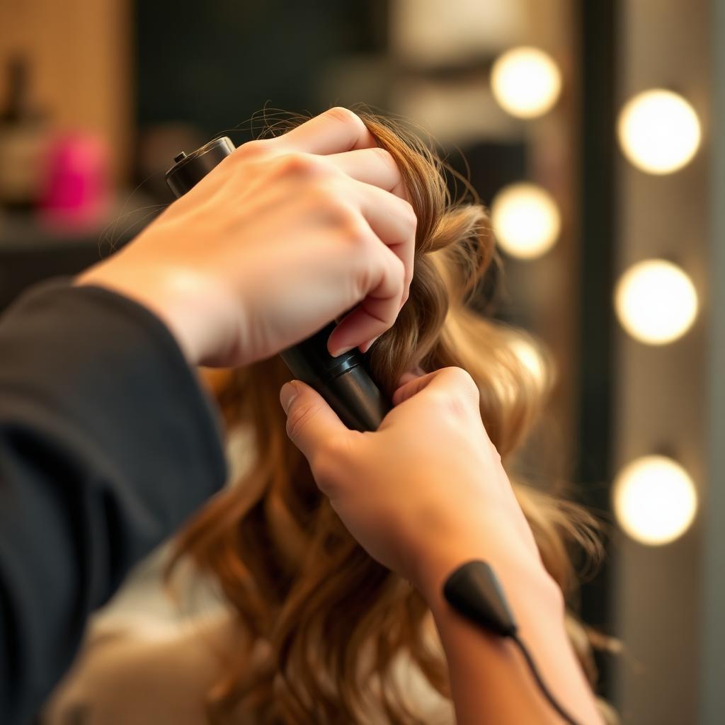 Hair styling close-up